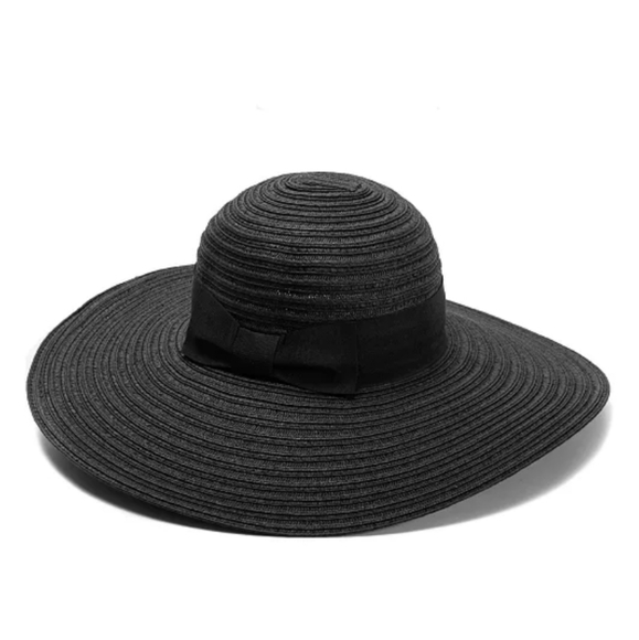 INC International Concepts Accessories - INC Mixed-Braid Wide-Band Floppy Hat -Black